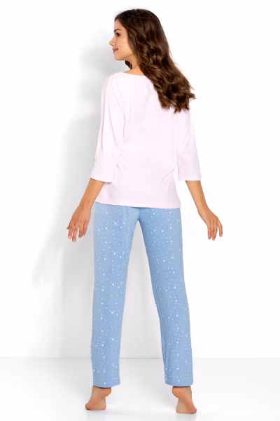 Piżama Damska Model Monique 223524 Pink/Blue - Momenti Per Me — zdjęcie 2