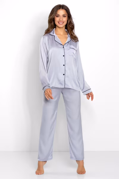 Piżama Damska Model Classic Look 223857 Silver - Momenti Per Me — zdjęcie 1