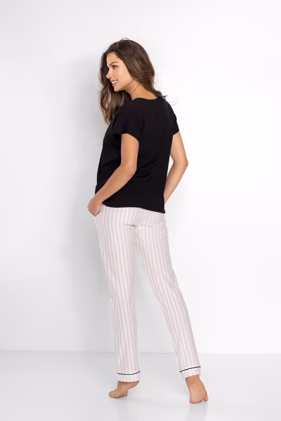 Piżama Damska Model Rita 223470 Black/Beige - Momenti Per Me — zdjęcie 2