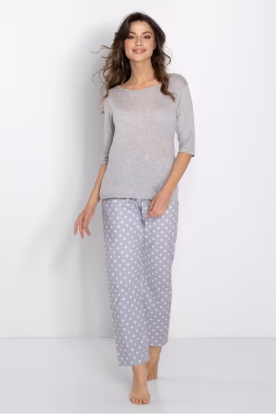 Piżama Damska Model Keep Secrets Tencel 183914 Grey - Momenti Per Me — zdjęcie 1