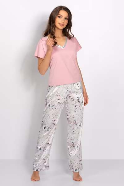 Piżama Damska Model SPA Garden 170007 Pink/Grey - Momenti Per Me — zdjęcie 1