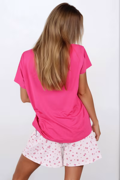 Piżama Damka Model Pink Summer 224403 Pink - Momenti Per Me — zdjęcie 3