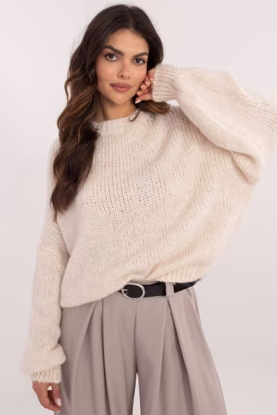 Sweter Damski Model TW-SW-BI-3565.69 Ecru - Och Bella — zdjęcie 1