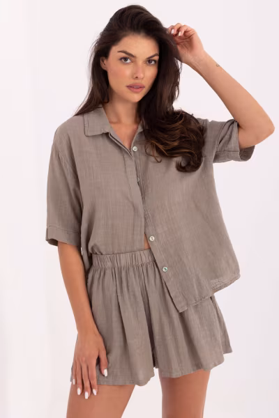 Spodnie Komplet Model TW-KMPL-BI-30480.90 Dark Beige - Och Bella — zdjęcie 1