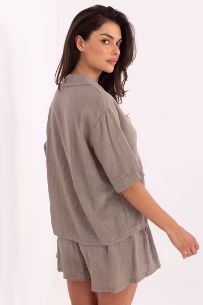 Spodnie Komplet Model TW-KMPL-BI-30480.90 Dark Beige - Och Bella — zdjęcie 3