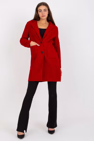 Płaszcz Damski Model TW-PL-BI-7372.18 Dark Red - Och Bella — zdjęcie 2