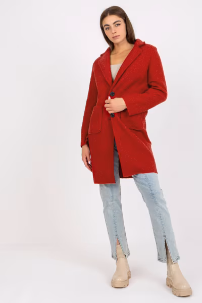 Płaszcz Damski Model TW-PL-BI-7372.18 Dark Orange - Och Bella — zdjęcie 3