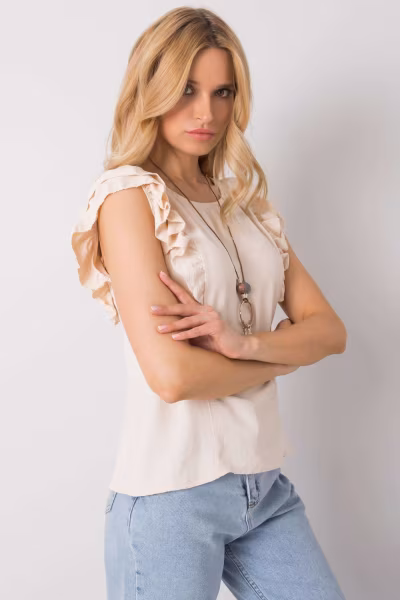 Bluzka Model TW-BZ-BI-BF002.88 Light Beige - Och Bella — zdjęcie 2