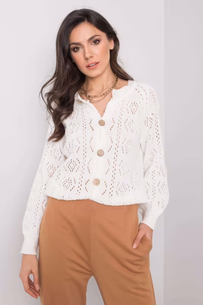 Sweter Kardigan Model TW-SW-BI-591.60 Ecru - Och Bella — zdjęcie 1