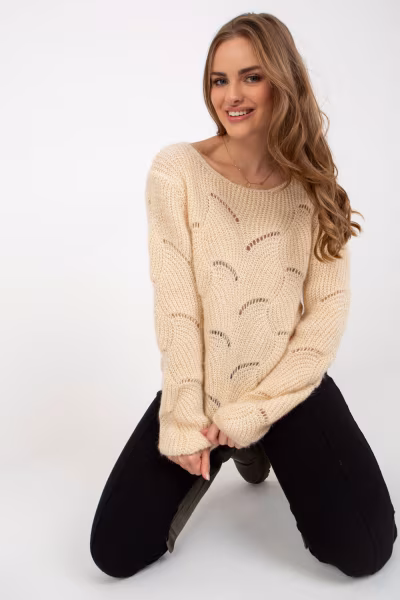 Sweter Damski Model TW-SW-BI-9030.08 Beige - Och Bella — zdjęcie 1