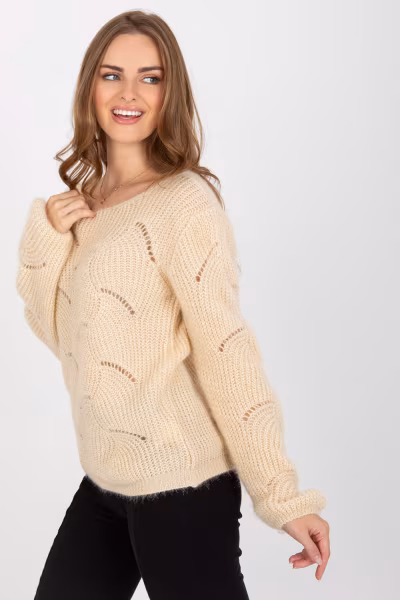 Sweter Damski Model TW-SW-BI-9030.08 Beige - Och Bella — zdjęcie 2