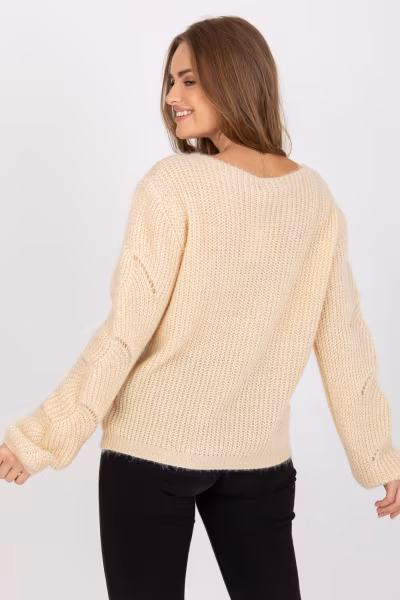 Sweter Damski Model TW-SW-BI-9030.08 Beige - Och Bella — zdjęcie 3