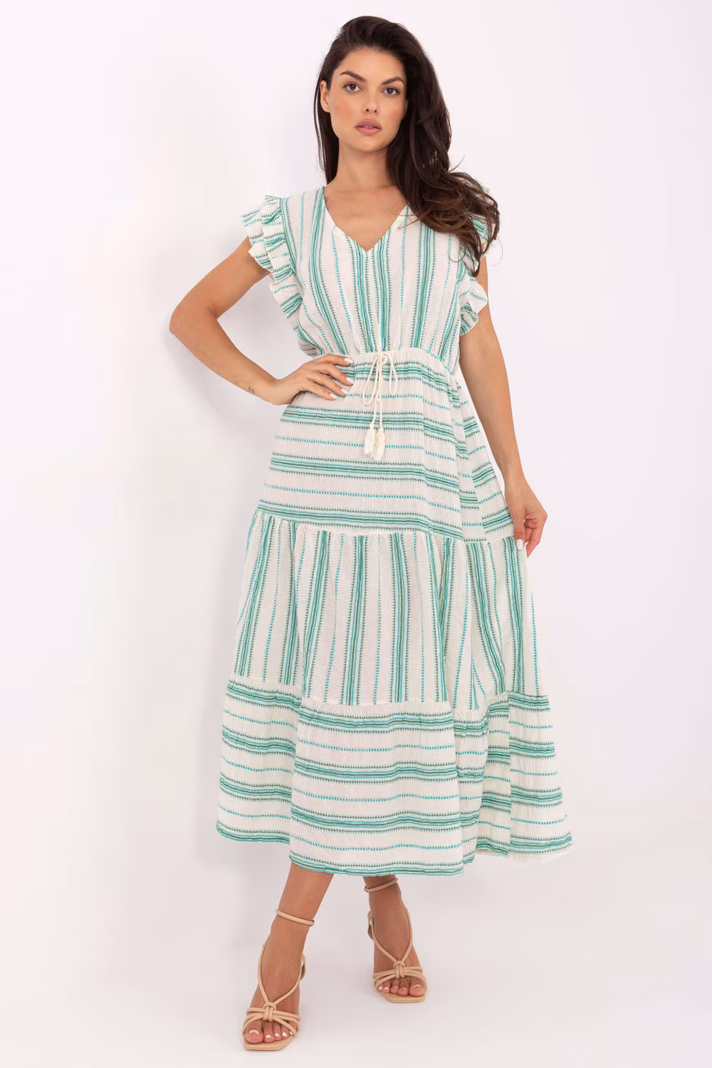Sukienka Model TW-SK-BI-28760.97 White/Green - Och Bella