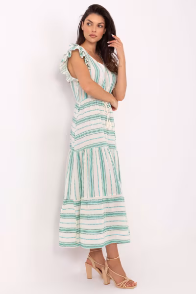 Sukienka Model TW-SK-BI-28760.97 White/Green - Och Bella — zdjęcie 2