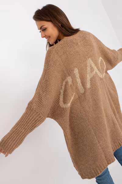 Sweter Kardigan Model TW-SW-BI-M2201.87 Dark Beige - Och Bella — zdjęcie 2