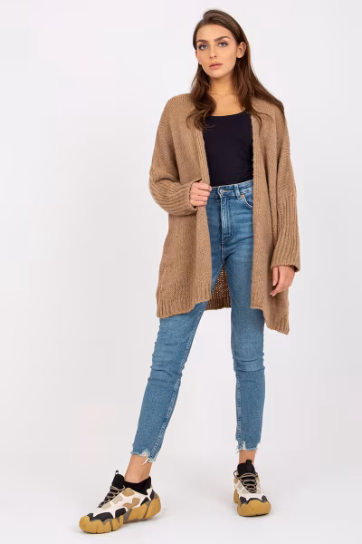 Sweter Kardigan Model TW-SW-BI-M2201.87 Dark Beige - Och Bella — zdjęcie 3