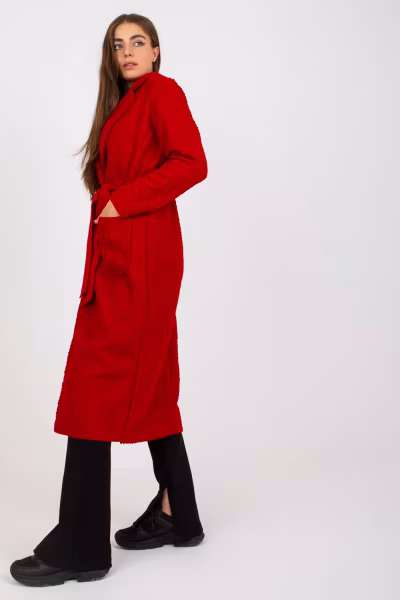 Płaszcz Damski Model TW-PL-BI-5220.63 Dark Red - Och Bella — zdjęcie 2
