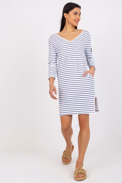 Sukienka Model TW-SK-BL-1010.74 White/Navy - Och Bella — zdjęcie 2