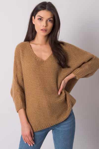 Sweter Damski Model TW-SW-BI-J1001.06 Camel - Och Bella — zdjęcie 2