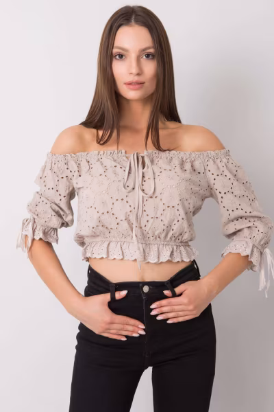 Bluzka Model TW-TP-BI-25455.43 Beige - Och Bella — zdjęcie 1