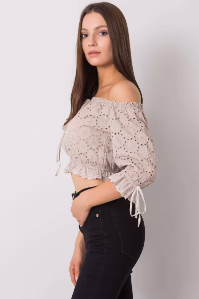 Bluzka Model TW-TP-BI-25455.43 Beige - Och Bella — zdjęcie 2