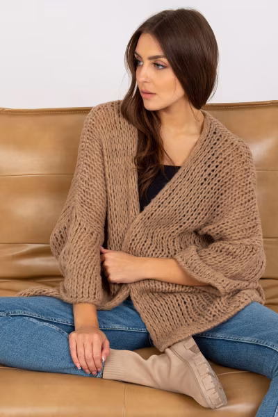 Sweter Damski Model TW-SW-BI-M2202.29X Dark Beige - Och Bella — zdjęcie 1