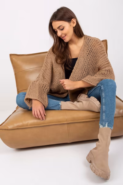 Sweter Damski Model TW-SW-BI-M2202.29X Dark Beige - Och Bella — zdjęcie 2