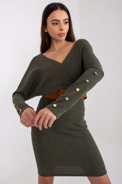 Sukienka Model TW-SK-BE-BQ183.19 Khaki - Och Bella — zdjęcie 1