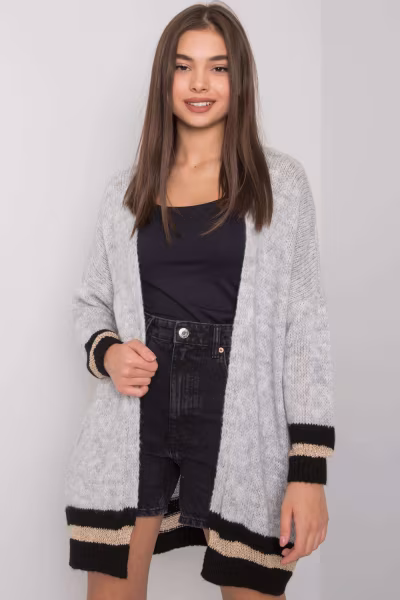 Sweter Kardigan Model TW-SW-BI-A21768.21 Grey - Och Bella — zdjęcie 1