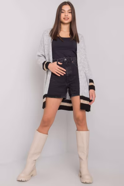 Sweter Kardigan Model TW-SW-BI-A21768.21 Grey - Och Bella — zdjęcie 2