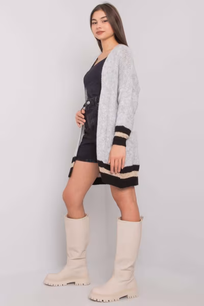 Sweter Kardigan Model TW-SW-BI-A21768.21 Grey - Och Bella — zdjęcie 3