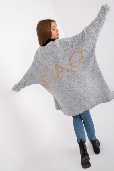 Sweter Kardigan Model TW-SW-BI-M2201.87 Grey - Och Bella — zdjęcie 2