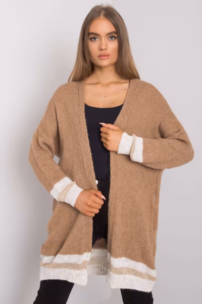 Sweter Kardigan Model TW-SW-BI-A21768.21 Camel - Och Bella — zdjęcie 1