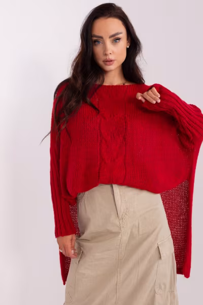 Sweter Damski Model TW-SW-BI-559.45 Dark Red - Och Bella — zdjęcie 1