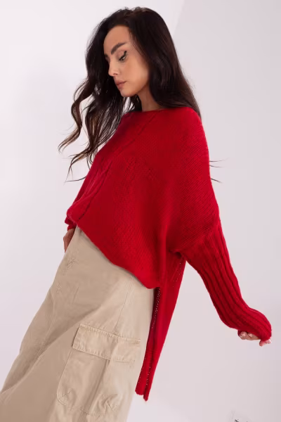 Sweter Damski Model TW-SW-BI-559.45 Dark Red - Och Bella — zdjęcie 2