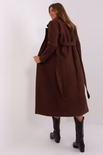 Płaszcz Damski Model TW-PL-BI-5312-1.31 Dark Brown - Och Bella — zdjęcie 3