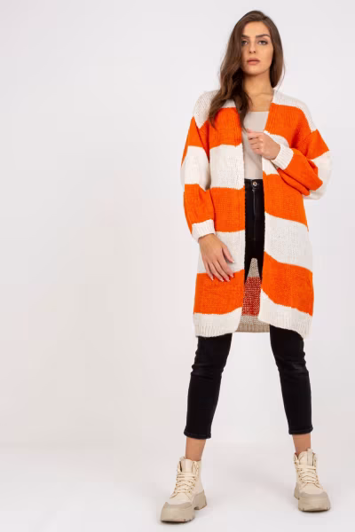 Sweter Kardigan Model TW-SW-BI-M3022.29X Orange - Och Bella — zdjęcie 1