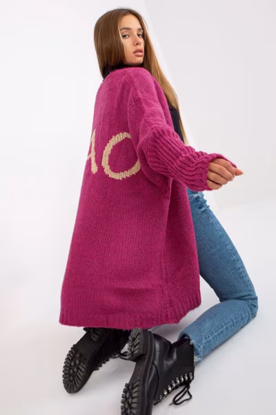 Sweter Kardigan Model TW-SW-BI-M2201.87 Fuksja - Och Bella — zdjęcie 1