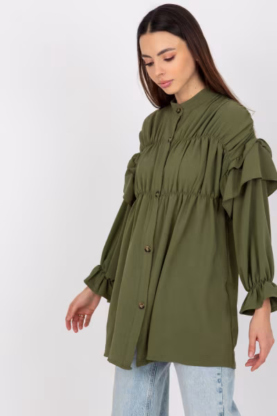 Koszula Damska Model TW-KS-BI-2021745.13X Khaki - Och Bella — zdjęcie 3