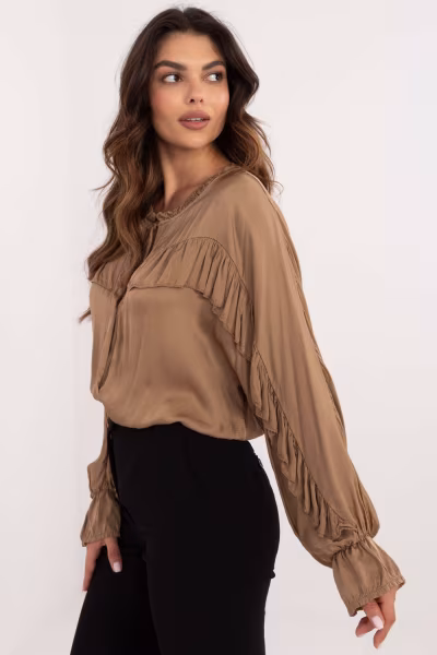 Koszula Damska Model TW-KS-BI-12022.16P Camel - Och Bella — zdjęcie 2