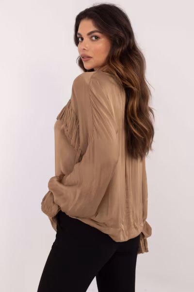 Koszula Damska Model TW-KS-BI-12022.16P Camel - Och Bella — zdjęcie 3