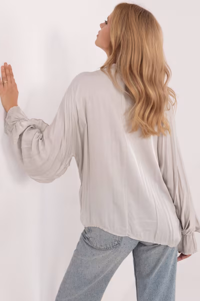 Koszula Damska Model TW-KS-BI-12022.16P Light Grey - Och Bella — zdjęcie 3