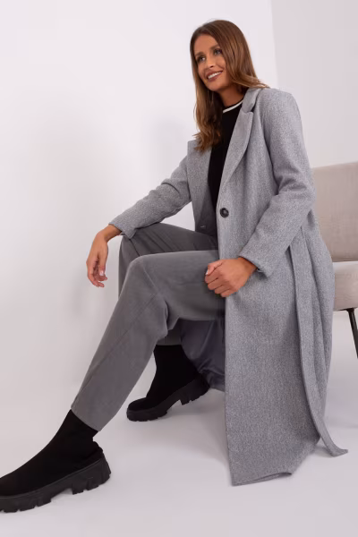 Płaszcz Damski Model TW-PL-BI-5312-1.31 Grey - Och Bella — zdjęcie 2