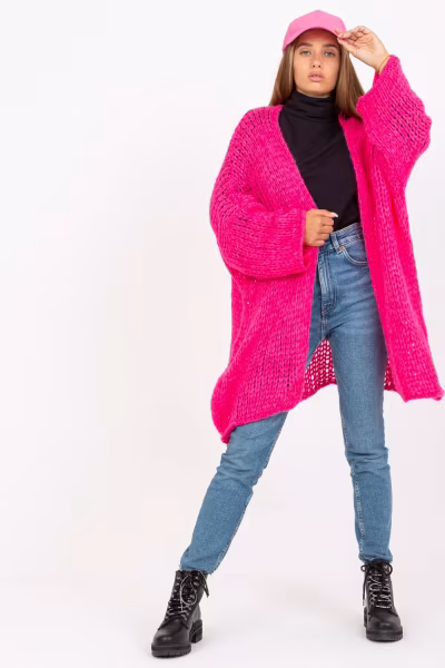 Sweter Kardigan Model TW-SW-BI-M2202.29X Fluo Pink - Och Bella — zdjęcie 1