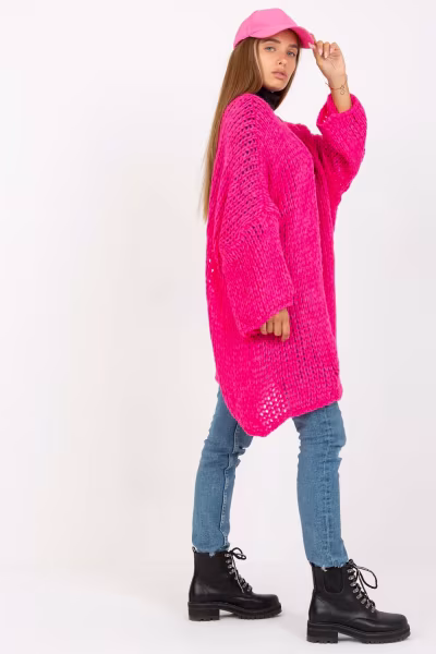 Sweter Kardigan Model TW-SW-BI-M2202.29X Fluo Pink - Och Bella — zdjęcie 2