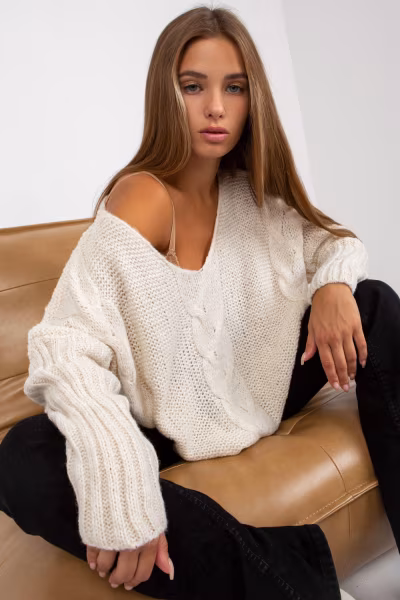 Sweter Damski Model TW-SW-BI-M903.33X Ecru - Och Bella — zdjęcie 2