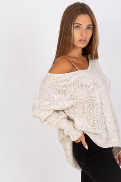 Sweter Damski Model TW-SW-BI-M903.33X Ecru - Och Bella — zdjęcie 3