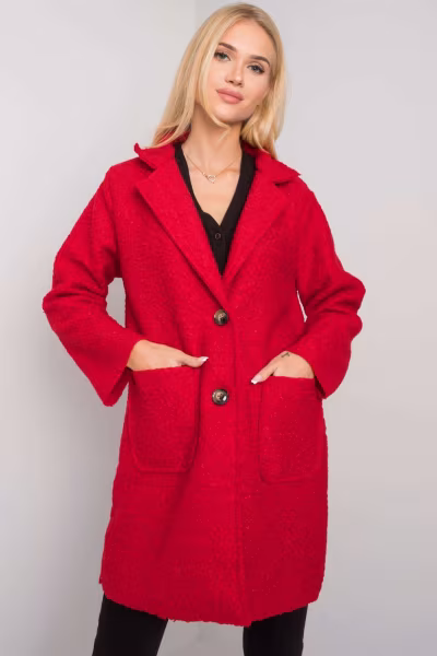 Płaszcz Damski Model TW-PL-BI-21717.40P Red - Och Bella — zdjęcie 1
