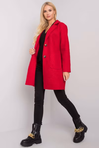 Płaszcz Damski Model TW-PL-BI-21717.40P Red - Och Bella — zdjęcie 3