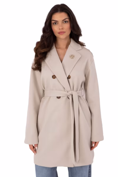 Płaszcz Damski Model TW-PL-BI-28987.85 Light Beige - Och Bella — zdjęcie 1